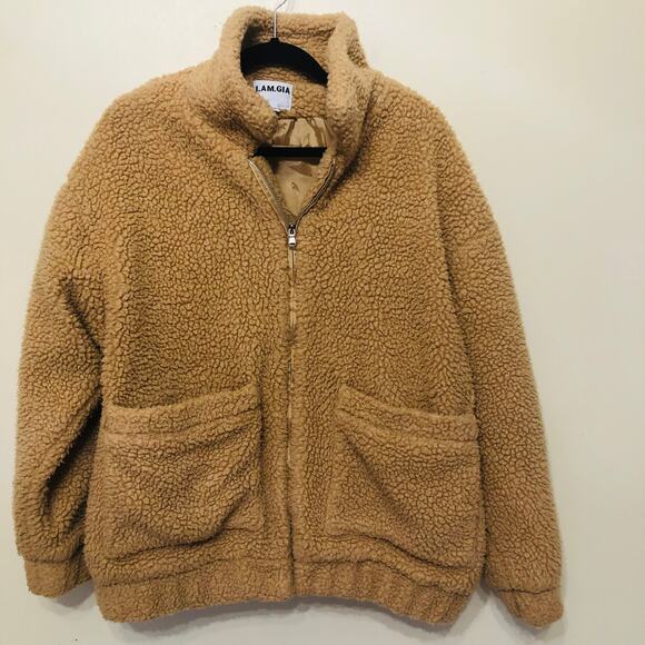 I AM GIA Tan Pixie Teddy Oversized Jacket Sherpa Coat Tan Women's Size XS - Picture 3 of 8